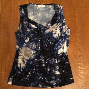 Calvin Klein Cowl Neck Patterned Sleeveless Blouse